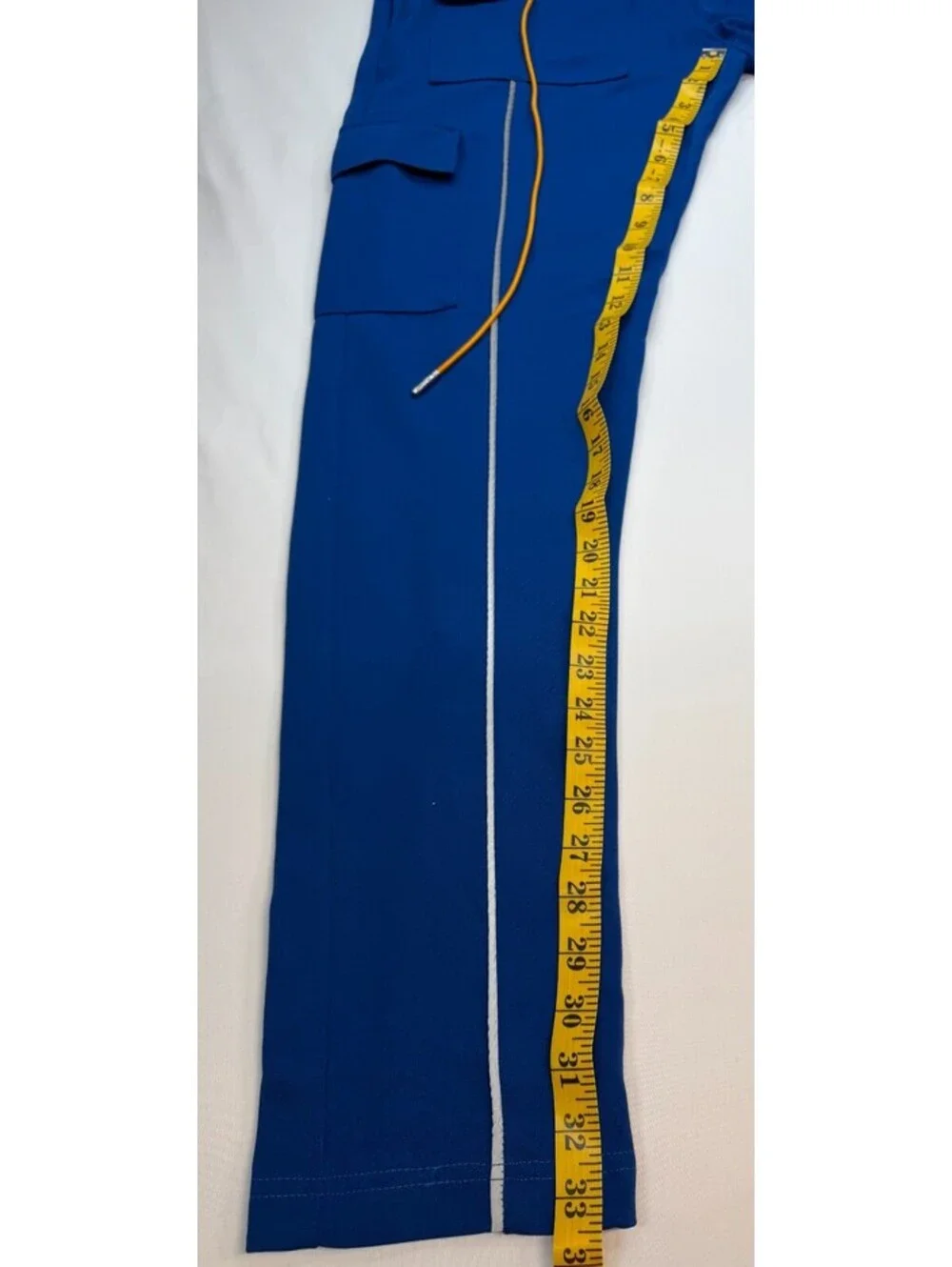 EPTM Men's Pants Cargo Pocket Drawstring Flat Front Mid Rise Size 34 Blue